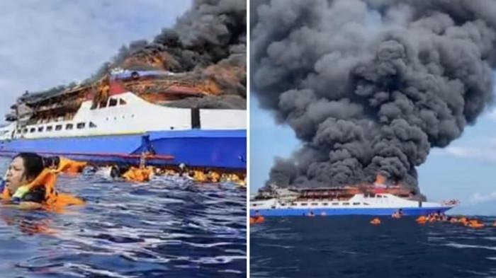KM BARCELONA TERBAKAR - Kronologi kebakaran KM Barcelona di Pulau Talise Minahasa Utara, Sulawesi Utara (Sulut) pada Minggu (20/7/2025) siang. Akhirnya Terungkap Siapa Pemilik KM Barcelona VA yang Terbakar di Perairan Talise Minahasa Utara. (Kolase Tribun Manado/Handout Facebook)