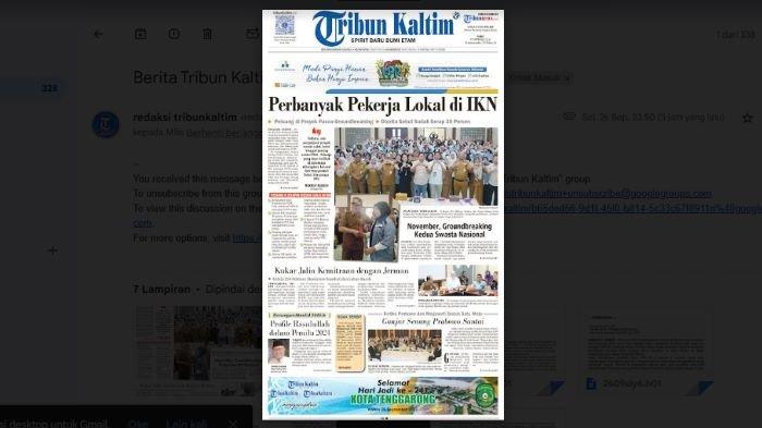 Headline harian Tribun Kaltim hari ini, Senin (27/9/2023).