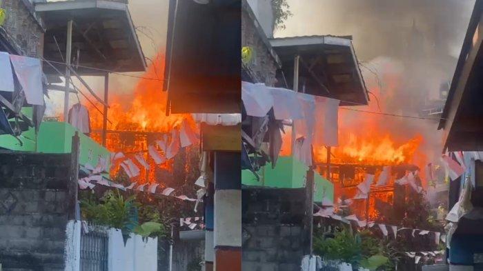 Kondisi kebakaran di kawasan Jalan Letjend Suprapto, Kelurahan Baru Ulu, Balikpapan Barat, Balikpapan, Senin (28/8/2023).