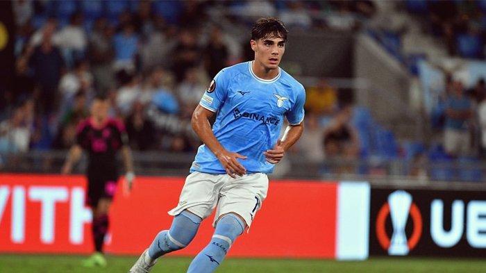 Matteo Cancellieri pada pertandingan Lazio melawan Midtjylland di Liga Europa, Jumat (16/9/2022).