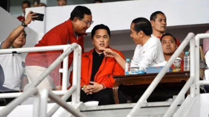 Momen Prabowo Subianto bersama Presiden RI Joko Widodo (Jokowi) dan Menteri BUMN Erick Thohir