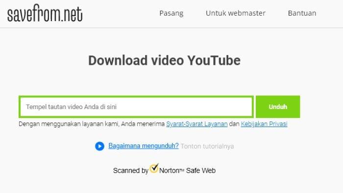 Link Download Video dan Lagu YouTube lewat Pengunduh Savefrom Cukup