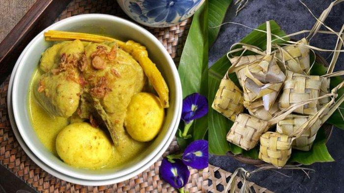 Penyajian Opor Ayam Bersama Ketupat