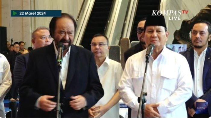 Surya Paloh akhirnya bertemu Prabowo Subianto di Nasdem Tower