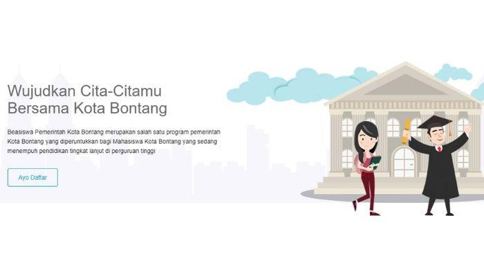 Tampilan pendaftaran beasiswa Pemkot Bontang