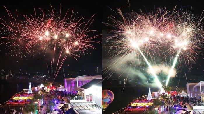 Kembang Api Hiasi Langit Malam Pantai BSB Balikpapan. (TRIBUNKALTIM.CO/DWI ARDIANTO)