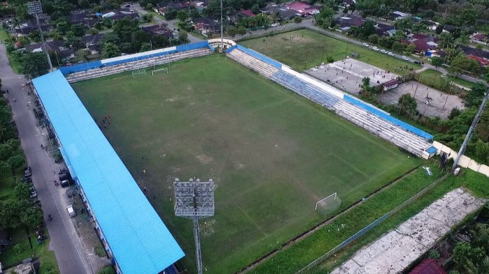 Stadion Parikesit Balikpapan terlihat dari atas.