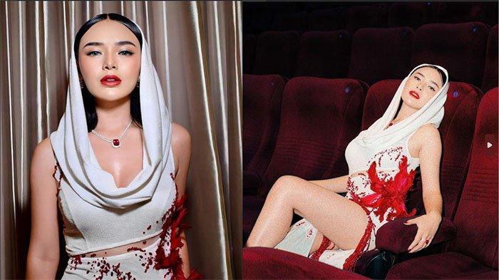 SEKSI -- Amanda berbusana seksi bercak darah di Premier Film Barunya berjudul Indigo