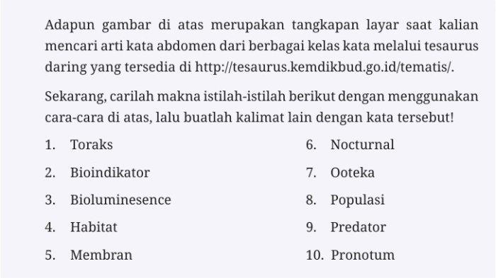 Kunci jawaban Bahasa Indonesia Kelas 10 SMP halaman 18 Kurikulum Merdeka, mencari makna kata dan membuat kalimat.