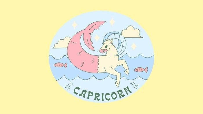 ILUSTRASI ZODIAK CAPRICORN - Lambang zodiak Capricorn yang dibuat di Canva pada Jumat (31/1/2025). 