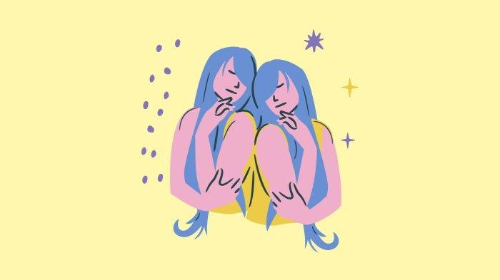 ILUSTRASI ZODIAK GEMINI - Lambang zodiak Gemini yang dibuat di Canva pada Selasa (25/3/2025).