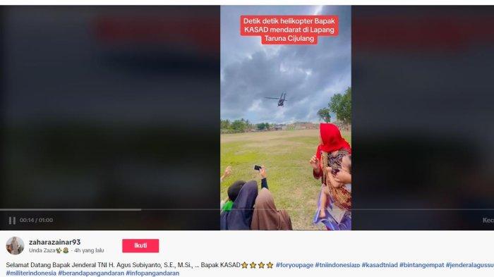KASAD - Berita Viral Detik-detik Helikopter Bersama Kasad Agus Subiyanto Mendarat di Lapangan Taruna Cijulang
