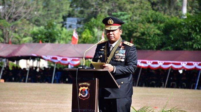 Kapolda NTT, Irjen Pol. Rudi Darmoko saat memberikan sambutan pada upacara Hari Bhayangkara ke-79 di Mapolda NTT
