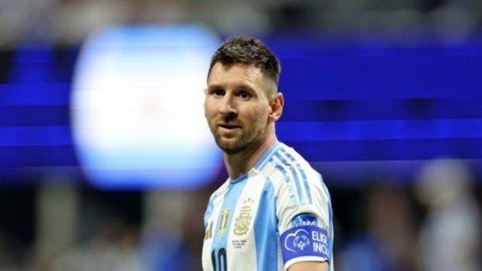Kapten Timnas Argentina, Lionel Messi dalam pertandingan melawan Kanada pada Grup A Copa America 2024 di Mercedes Benz Stadium, Atlanta, Georgia, Amerika Serikat, Jumat (21/6/2024).