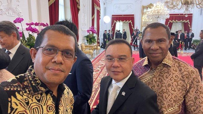 Pasangan Calon Gubenur dan Wakil Gubernur NTT, Melki Laka Lena dan Johni Asadoma menghadiri acara pisah sambut Presiden ketujuh RI Joko Widodo dan Presiden ke-8 RI Prabowo Subianto di Istana Negara- Jakarta, Minggu 20 Oktober 2024.
