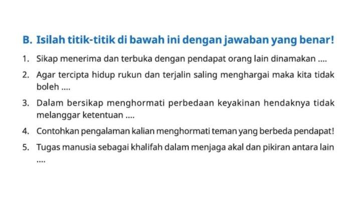 Kunci Jawaban PAI Kelas 5: Sikap Menerima Pendapat Orang Lain