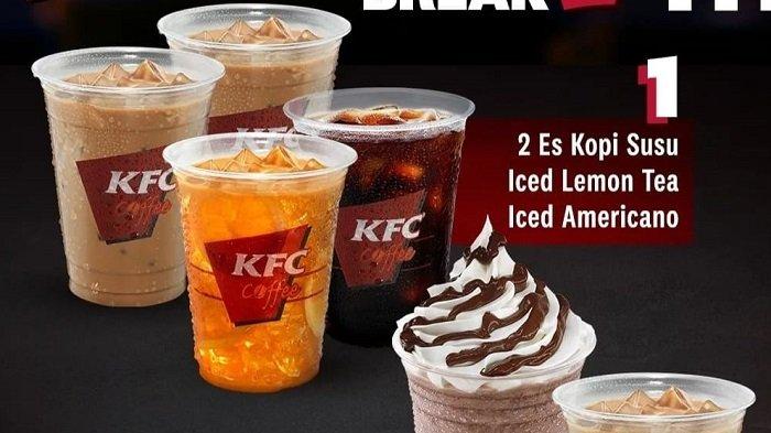 PROMO KFC - Nikmati 2 pilihan Promo KFC Coffee Delight Break cuma Rp 50 ribuan, ada Es Kopi Susu dan donat.