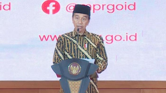 Presiden Jokowi pada Peringatan Hari Konstitusi dan HUT ke-78 MPR RI, Jumat 18 Agustus 2023. Jokowi merestui keputusan putranya Kaesang Pangarep masuk PSI.