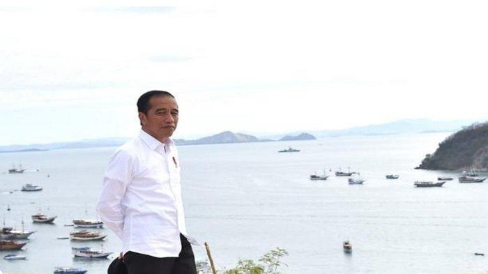 Presiden Jokowi menikmati keindahan Labuan Bajo dari Puncak Waringin.