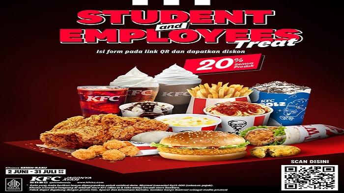 PROMO KFC - spesial untuk para pelajar dan pekerja ada Promo KFC Student and Employees Treat, Senin (28/7/2025).