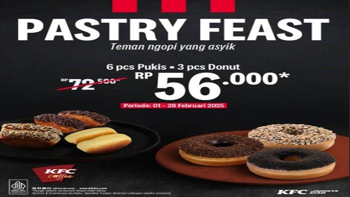 PASTRY FEAST - Bulan ini ada Promo KFC Pastry Feast, 6 Pukis dan 3 Donat hanay Rp 56 ribuan di KFC, Sabtu (1/2/2025).