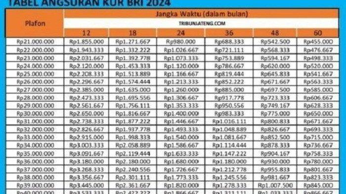 KUR 2024 – Bagi kamu yang mengajukan pinjaman dana KUR 2024, silahkan pelajari tabel KUR 2024 ini dan segera ajukan permohonan pinjaman.