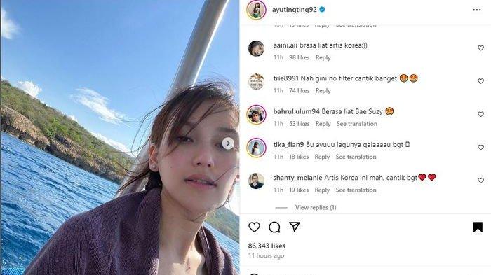 Ayu Ting Ting Liburan ke Pantai, Kecantikan sang Biduan yang Tampil Tanpa Make Up Dipuji Mirip Artis Korea!