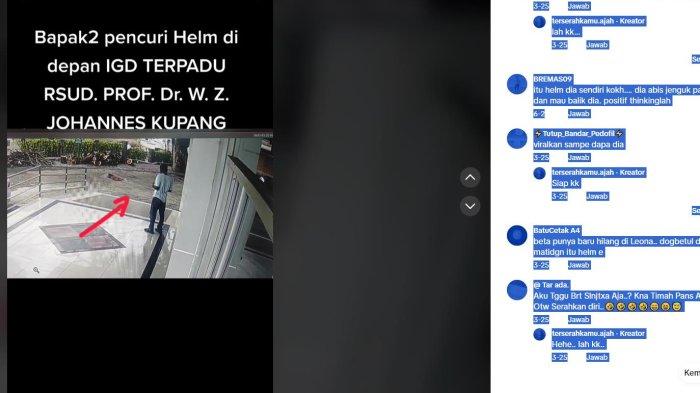 CURI HELM DI RUMAH SAKIT - Viral Pria Pakai Baju Kaus Putih Bercelena Jeans Ketat Curi Helm di Rumah Sakit di Kupang