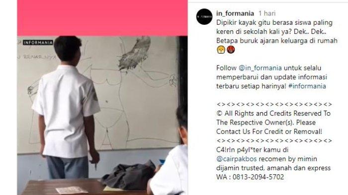 GAMBAR TAK SENONOH - Viral Seorang Siswa Bikin Gambar Tidak Pantas di Papan Tulis Saat Ada Guru Di Depan Kelas