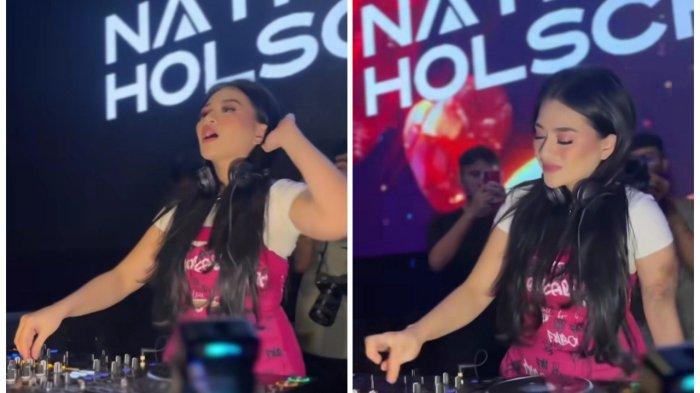 Penampilan Nathalie Holscher saat nge-DJ di salah satu klub malam di Lampung.