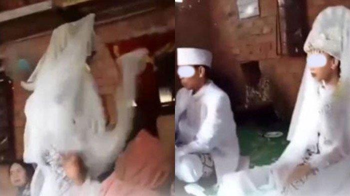 Tangkapan layar video viral prosesi akad nikah di PALI, Sumatera Selatan.