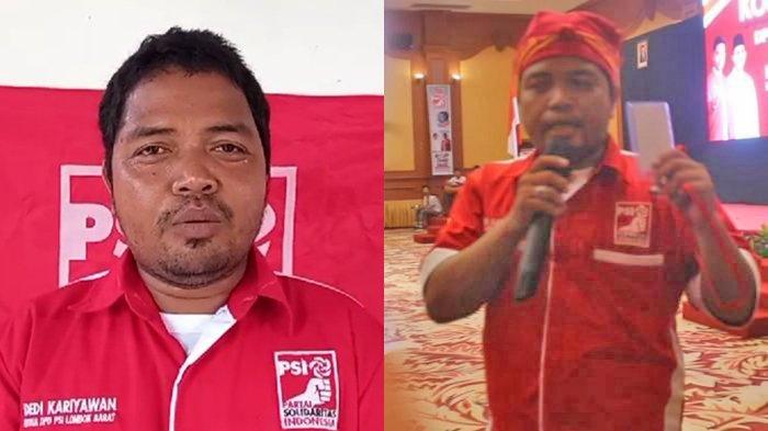 Caleg DPRD Kabupaten Lombok Barat Dedi Kariyawan saat meminta maaf atas tindakan arogannya ke beberapa wartawan saat meliput Kaesang. Jumat (29/12/2023).