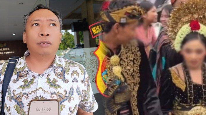 LAPOR PAK - Kolase foto Koordinator Koalisi Stop Kekerasan Seksual (KSKS) NTB, Joko Jumadi (kiri) saat menyerahkan laporan ke Polres Lombok Tengah, Sabtu (24/5/2025). Sementara foto kanan merupakan potongan video pengantin anak yang viral di media sosial.