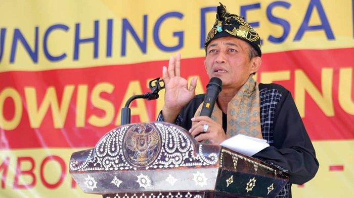 Bupati Lombok Tengah Lalu Pathul Bahri dalam acara launching desa bisnis inklusif di Balai Tenun Sukarara hari ini Selasa, (16/5/2023).