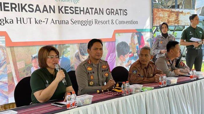 Aruna Senggigi Resort & Convention mengadakan pemeriksaan kesehatan gratis di Desa Senggigi, Lombok Barat, Selasa  (25/7/2023). Aruna bekerjasama dengan Polres Lombok Barat, Puskesmas Meninting, Dinas Kesehatan Lombok Barat serta Polsek Batulayar.