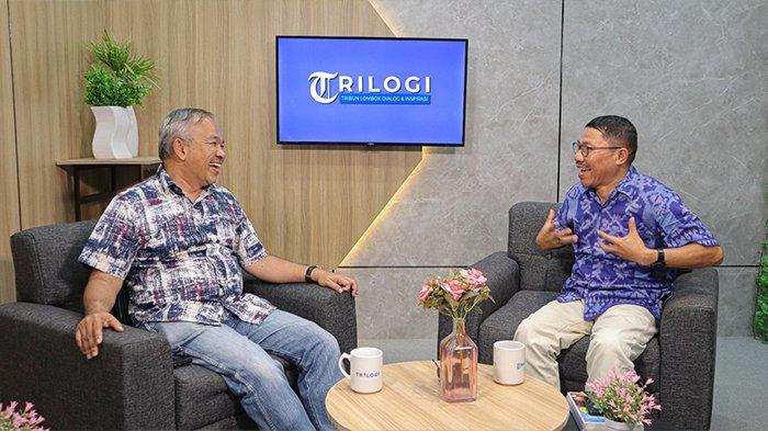 Pakar komunikasi Dr. Aqua Dwipayana menjadi narasumber talkshow Trilogi  yang dipandu Pemimpin Redaksi TribunLombok.com Dion DB Putra, Selasa (5/9/2023).