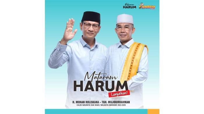 Pasangan Wali Kota dan Wakil Wali Kota Mataram Mohan Roliskana dan TGH Mujiburrahman atau Harum di Pilkada 2024.