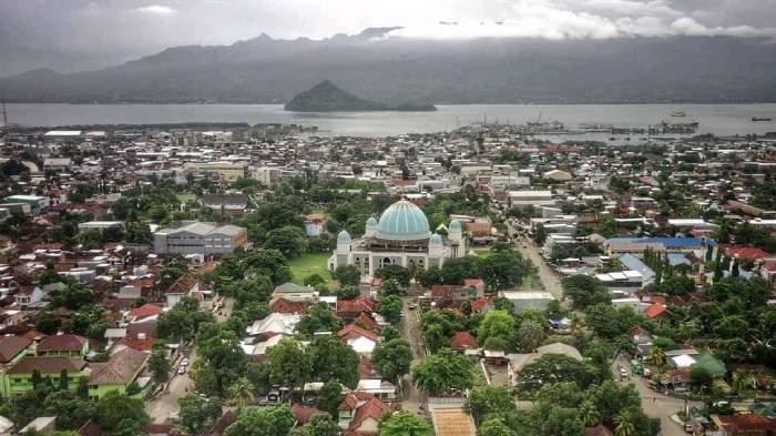 Foto udara lansekap wilayah Kota Bima. 