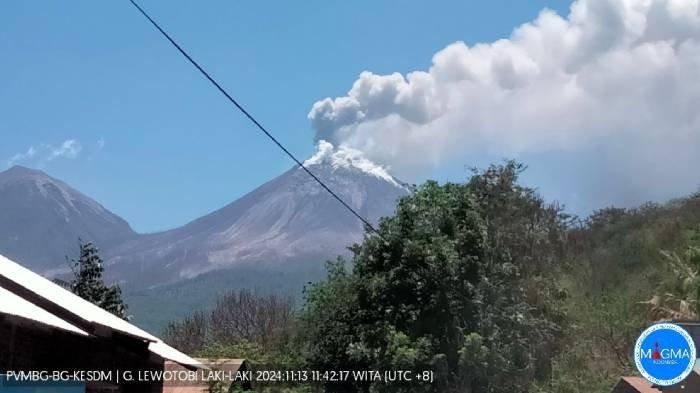 Pengamatan Gunung Lewotobi Laki-laki Rabu (13/11/2024) pukul 06:00-12:00 WITA.