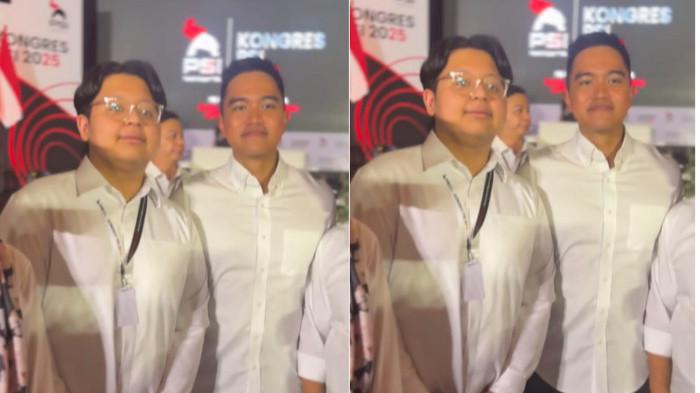 KONGRES PSI - Momen Putra mahkota Ketua Nasdem Sulsel Rusdi Masse, Muammar Ferirae Gandi Rusdi berpose bersama Ketua Umum PSI Kaesang Pangarep di Kongres PSI di Solo. Muammar ditunjuk jadi Ketua PSI Sulsel gantikan Muhammad Surya 