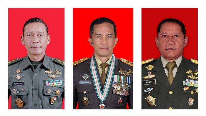 Mohammad Fadjar, Bambang Trisnohadi, dan Rafael Granada Baay. Mereka adalah alumni Akmil 1993 yang kini jadi panglima komando daerah di daerahnya masing-masing.