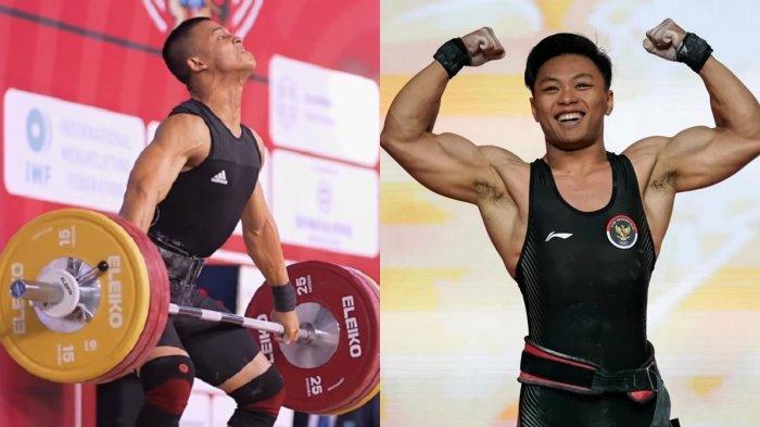 Atlet angkat besi Rizki Juniansyah (kiri) mewakili Indonesia di Olimpiade Paris 2024 sementara Rahmat Erwin (kanan) lifter asal Makassar gagal.