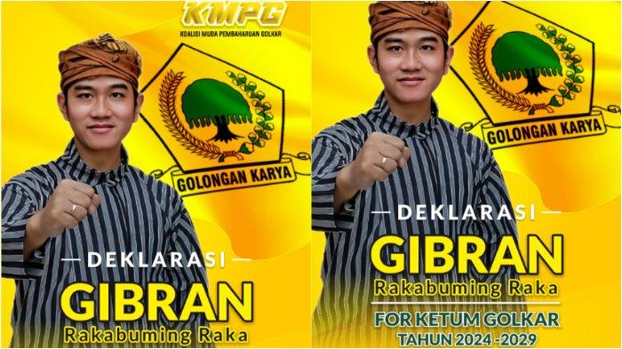 Beredar flayer Gibran Rakabuming sebagai bakal calon Ketua Umum Partai Golkar. 