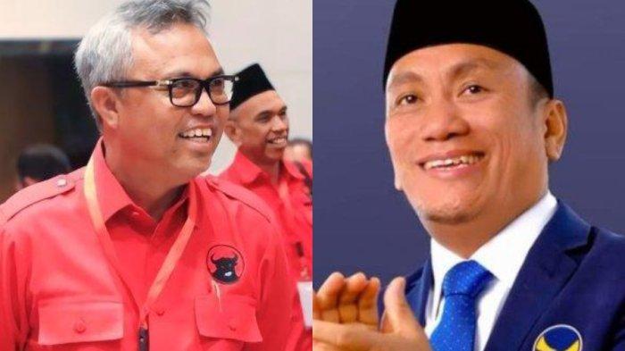 Bupati Luwu Timur yang juga Ketua PDIP Lutim Budiman (kiri) dan Ketua Nasdem Lutim Irwan Bachri Syam (kanan) berpotensi rematch pada Pilkada Lutim 2024.