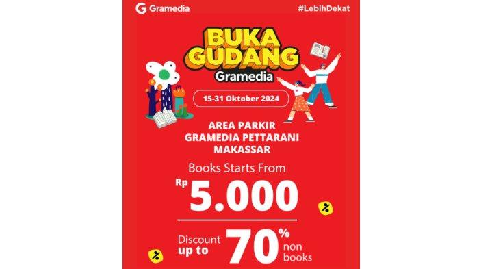 Buka Gudang Gramedia menawarkan berbagai produk dengan harga mulai dari Rp 5 ribu.