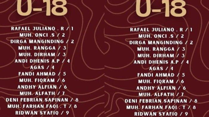Daftar nama 17 pemain berbakat dari Luwu Timur (Lutim) lolos seleksi Akademi PSM Makassar U-18.