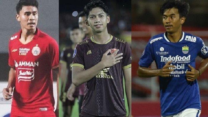 Bek Persija Muhammad Ferarri (kiri), Gelandang PSM Makassar Ananda Raehan (tengah) dan Bek Persib Bandung Kakang Rudianto (kanan).