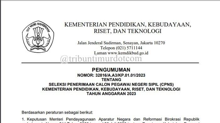 Formasi CPNS 2023 Kemendikbudristek, Lengkap Syarat, Jadwal Seleksi