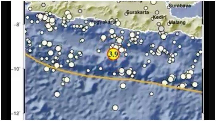 Gempa Bumi Magnitudo 3.9 Landa Gunungkidul DIY, Kedalaman 10 Km