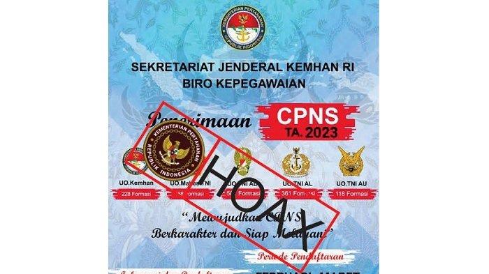 HOAX Penerimaan CPNS 2023 Kementerian Pertahanan.